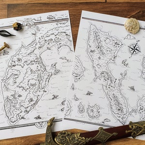 Angostura and Victoria - Two printable Adventure Maps - Coloring Page