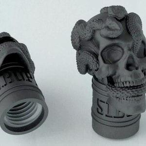 Skull Snake Tire Valve Stem Caps (4pcs): ABS Plastic, Fits All Models