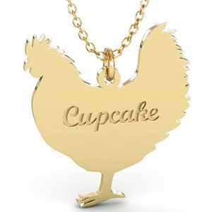 Chicken Name Necklace, Sterling Silver Chicken Necklace, Custom Chicken Pendant, Farm Animal Jewelry, Farm Animal Memorial Gift