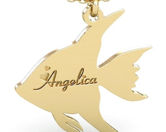 Sterlingzilveren engelvisketting: aangepaste naamhanger