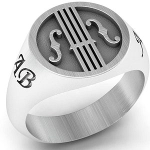 Custom Violin Signet Ring with Initial, Sterling Silver Violin Ring, Violin Signet Ring, Violin Jewelry, Graduation Gift, Violinist Jewelry