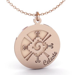 Personalized Hunab Ku Symbol Necklace with Name, Aztec Hunab Ku Necklace, Hunab Ku Jewelry, Aztec Yin Yang, Name Necklace, Mayan Jewelry