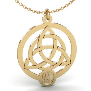 Personalized Triquetra Necklace with Initial, Triquetra Pendant, Triquetra Jewelry, Trinity Knot, Boho Jewelry