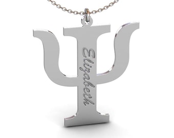 Custom 925 Silver Psi Symbol Necklace: Personalized Psychology Jewelry