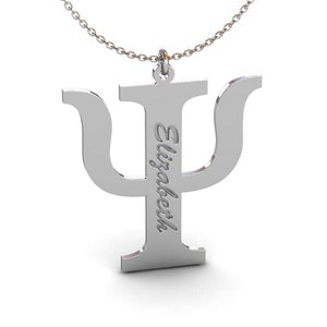 Psi Symbol Halskette mit Namen, Psi Namen Halskette, griechischer Buchstabe Psi Halskette, Psi Schmuck, Psi Symbol Geschenk, Stabilitätsschmuck