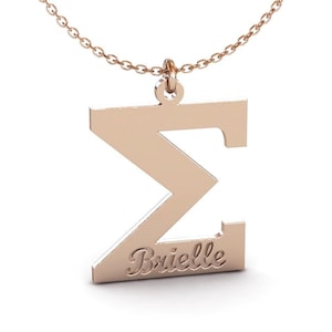 Collar con el símbolo Sigma personalizado y nombre, collar con el nombre Sigma en plata de ley, collar con la letra griega Sigma, joyería Sigma, regalo con el símbolo Sigma