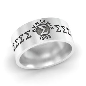 Griechischer Buchstaben Schmuck, Sterling Silber Ring mit griechischem Buchstaben, Geschenk für Sie und Ihn