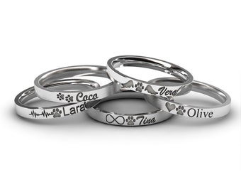 Custom Paw Print Ring: 925 Silver Pet Memorial Jewelry