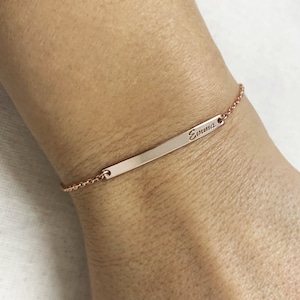 Tiny Bar Bracelet, Custom Name Bracelet, Silver Bracelet, Bar Bracelet, Personalized Name Jewelry, Delicate Bracelet, Birthday Gift