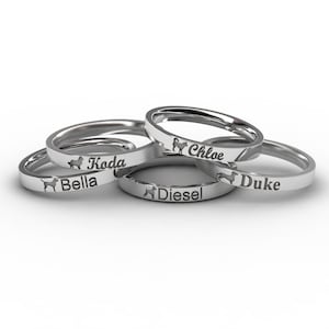 Custom Dog Ring, Tiny Silver Ring, Dainty Dog Ring, Delicate Dog Ring, Personalized Pet Ring, Dog Mom Ring, Dog Jewelry