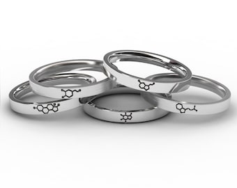 Custom 925 Silver Molecule Ring: Science Jewelry Gift