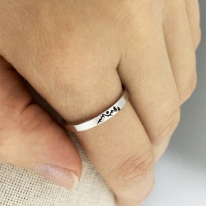 Tiny Mountain Ring, Silver Mountain Ring, Forest Ring, Dainty Band Ring, Lanscape Ring, Wedding Band Ring, Nature Ring, Mountain Jewelry