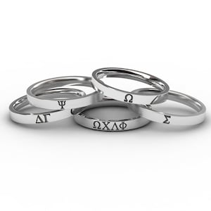 Anillo de letras griegas personalizadas, pequeño anillo de plata, anillo de hermandad personalizado, anillo de letras griegas delicadas, anillo de mejores amigos, anillo de hermandad