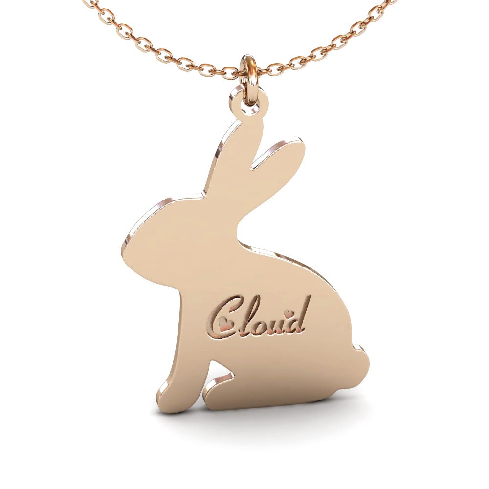 Sterling Silver Rabbit Name Necklace: Custom Bunny Pendant - Etsy