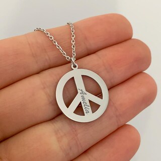 Boho Pace Collana Donna Con Ciondolo Amore Pace – Girocollo Argento Regolabile, Vintage, Con Cerchio E Simbolo Pace