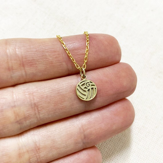 Tiny Volleyball Necklace With Initial Personalized Silver