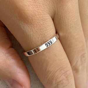 Angel Number Silver Ring, Lucky Number Ring, Angel Number Jewelry, Dainty Silver Ring, Birthday Gift, Delicate Silver Ring