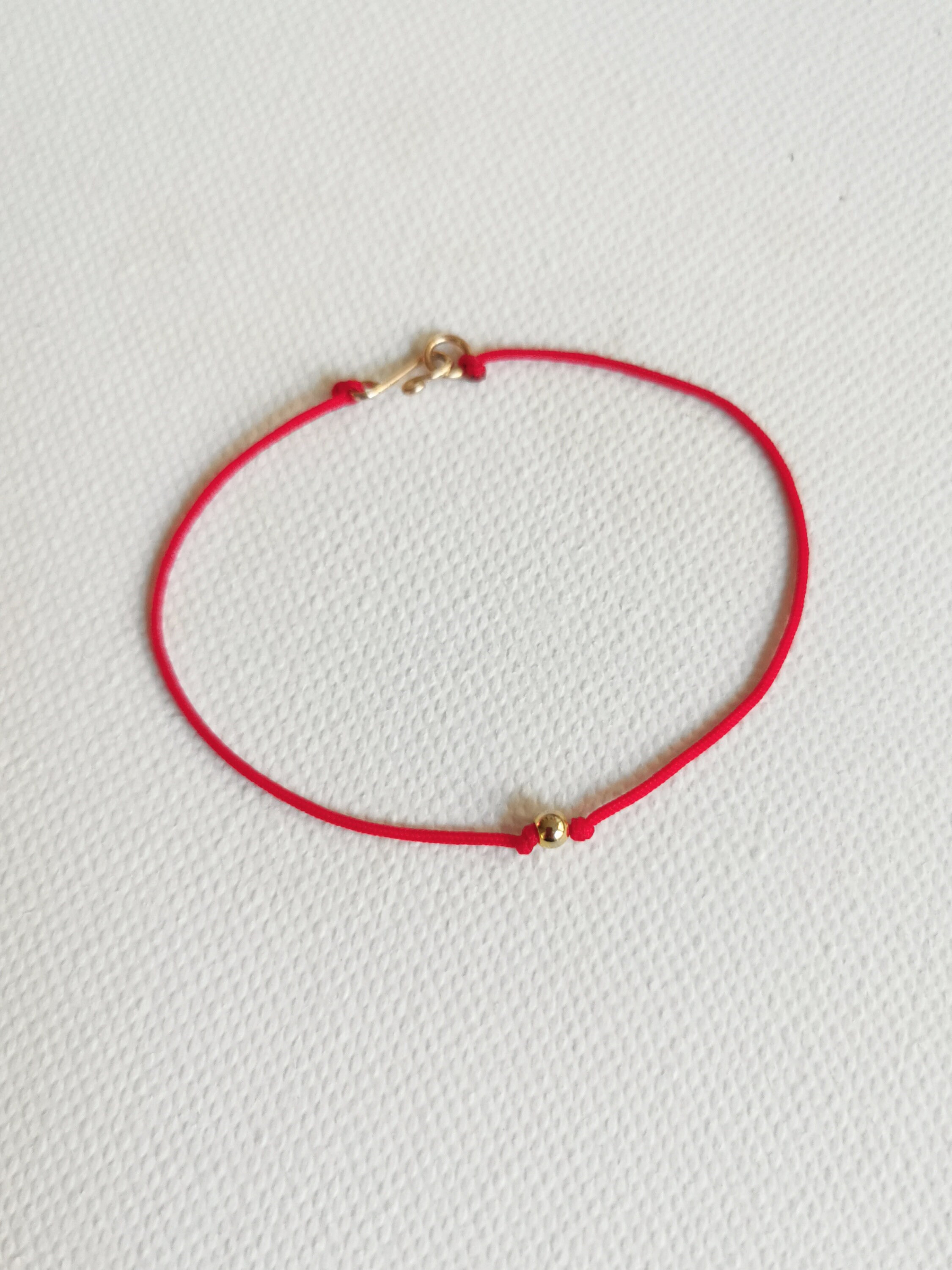 Red string bracelet with gold beadRed line braceletGood luck Etsy