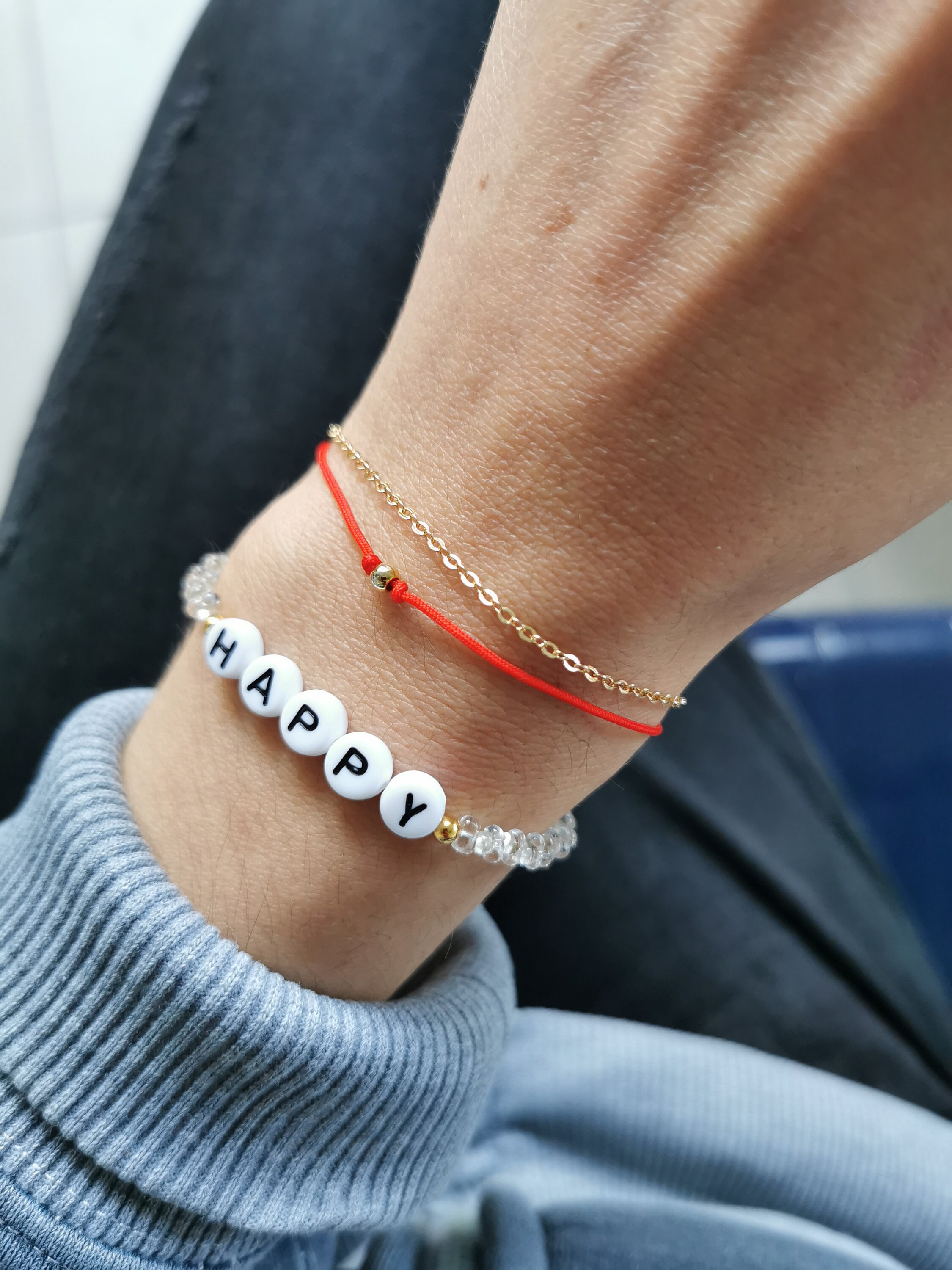 Red string bracelet with gold beadRed line braceletGood luck Etsy