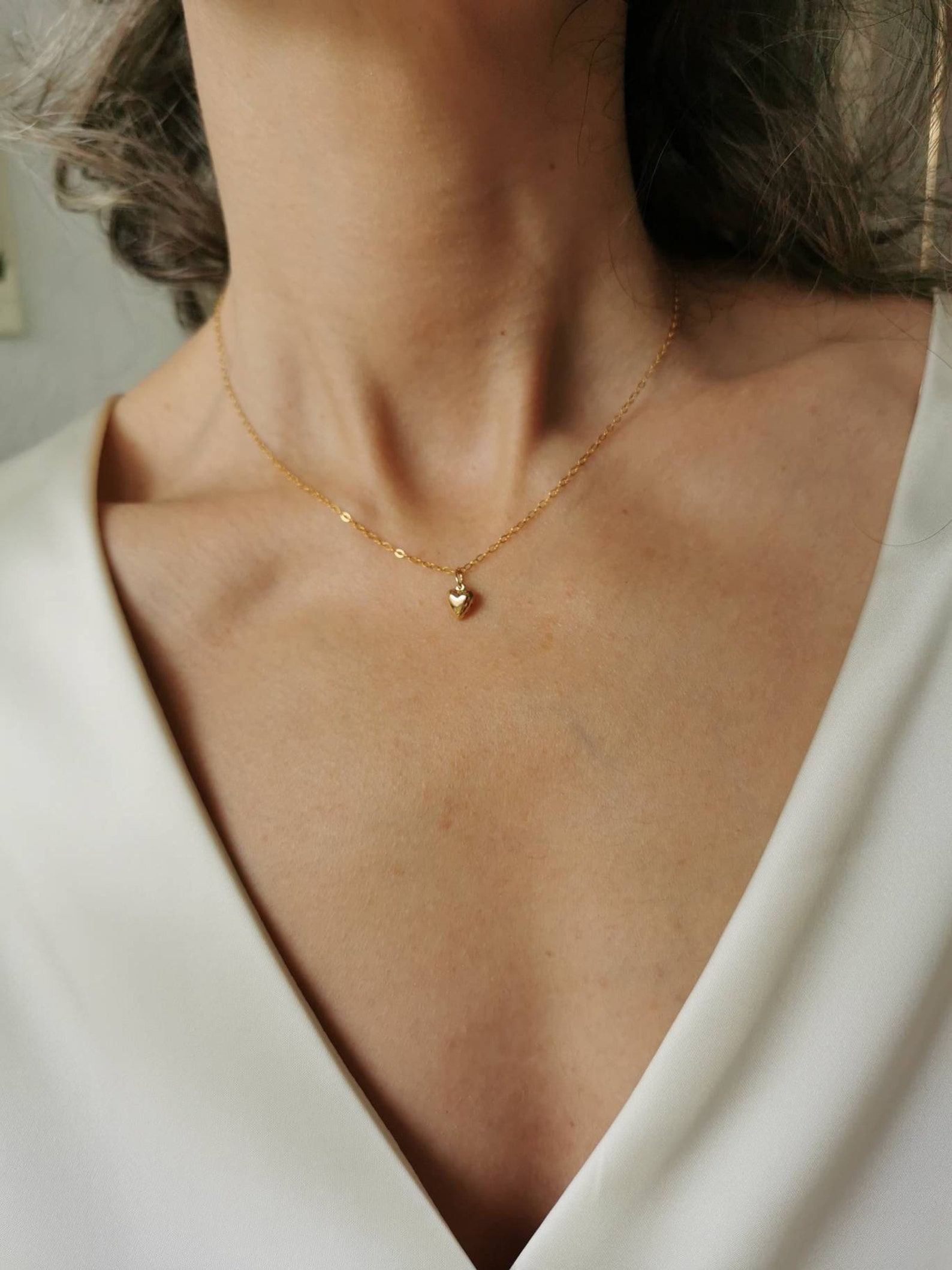 Gold Heart Necklace 14k Gold Filled Necklace With Heart Charm Etsy