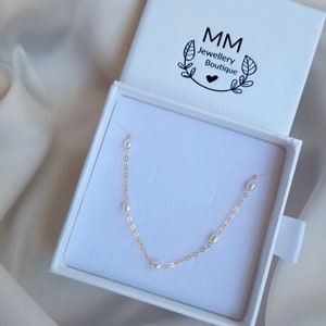 Goldperlenkette 14k Gold gefüllt Süßwasserperlen Brautkette Perlenkette Halsband Zierliche Perlenkette Hochzeitshalskette Bild 8