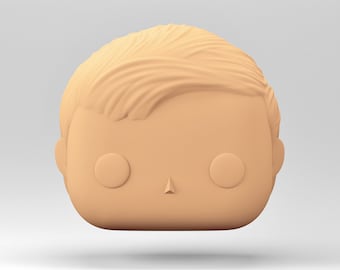 A male head 3D model in the POP style for 3D Printing. A fringe haircut. STL file. MH_6-3