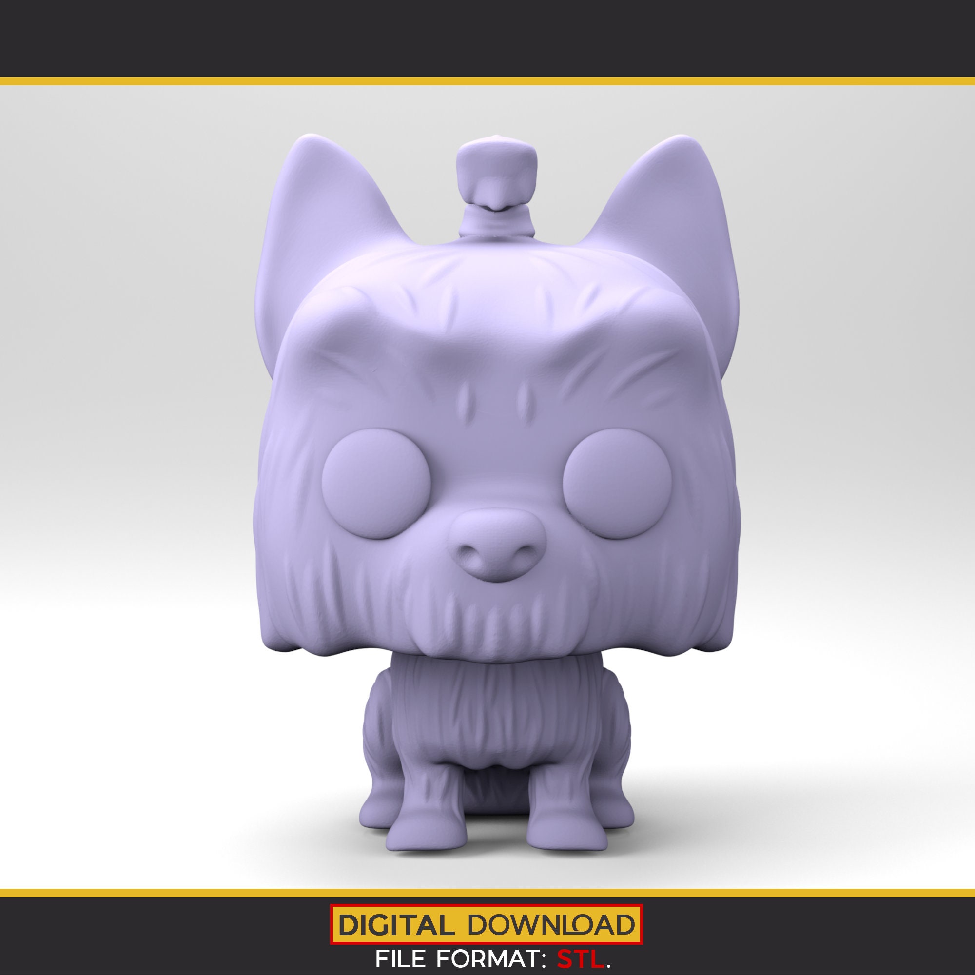 Dog 3D Model in a POP Style for 3D Printing. Chibi Yorkshire