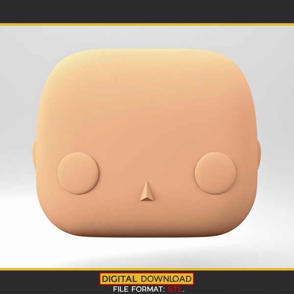 Un modèle 3D de tête masculine dans le style POP pour l'impression 3D. Tête chauve. Fichier STL. MH_1-1