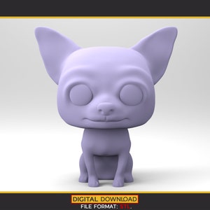 Modèle 3D de Chihuahua dans un style POP pour l'impression 3D. Modèle 3D de chien Chibi. Fichier STL