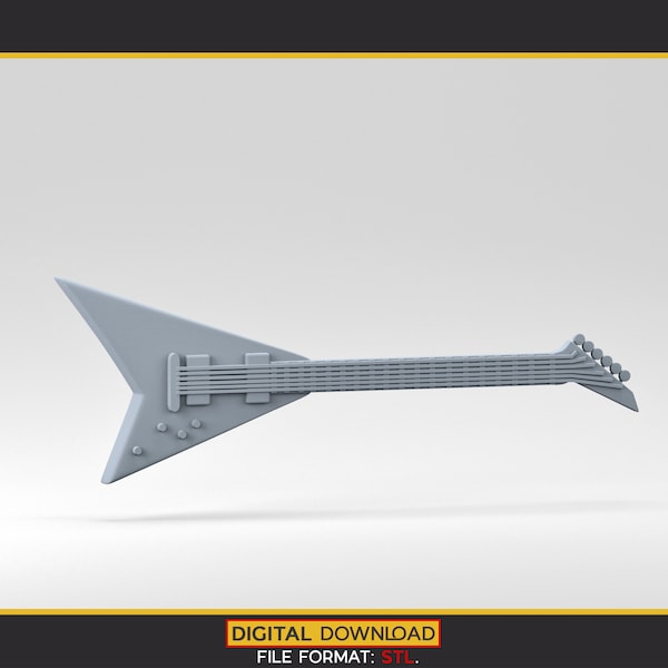 An electric guitar STL model for 3D printing. Action figures accessory. Guitar 01. STL file