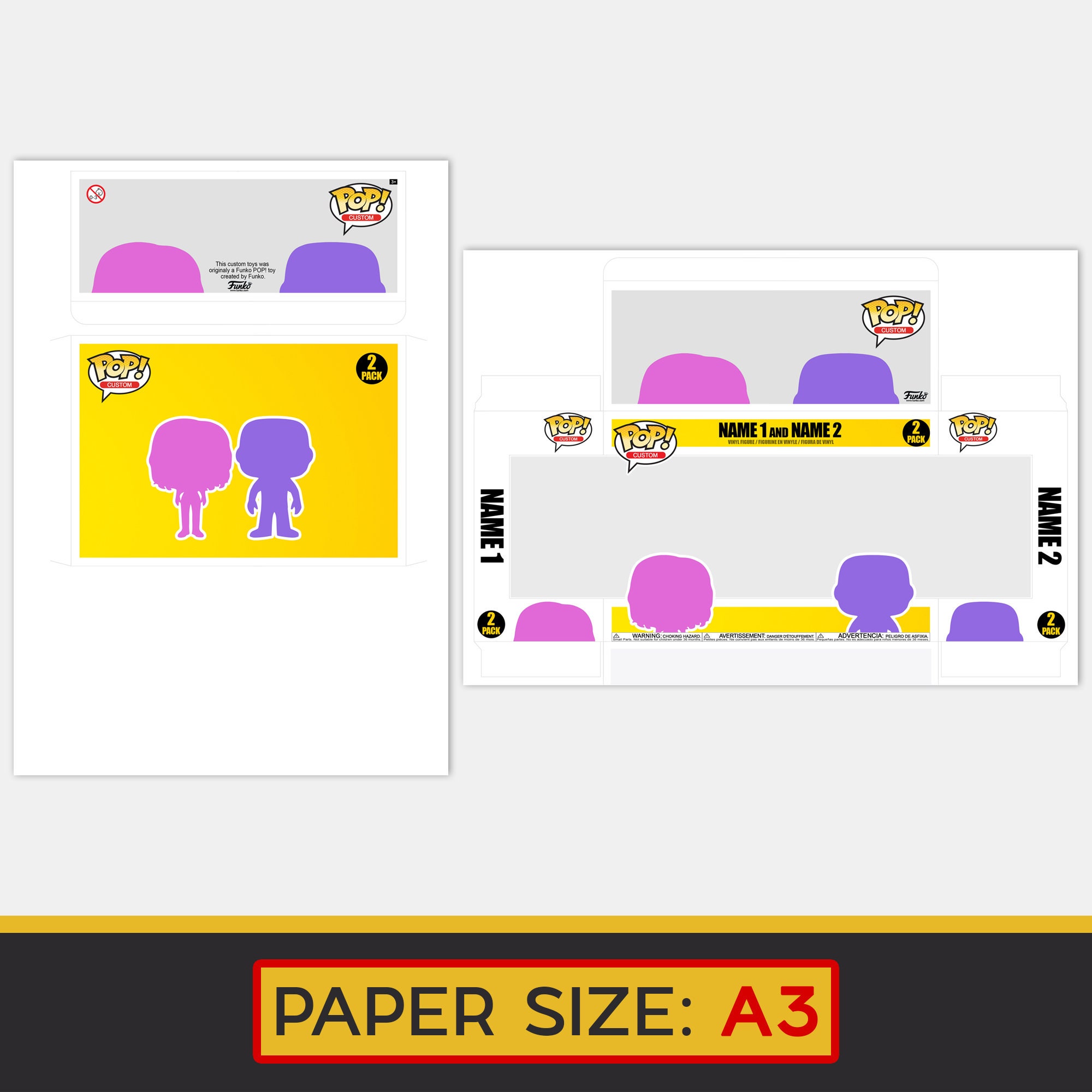 Digital 2pack POP Box Template. Photoshop Files for Creating a 2pack POP  Custom Box. 