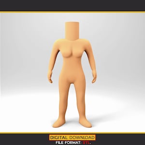 Chibi Female Body 3D Model: Blank DIY STL File (Digital Download)