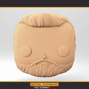 A male head 3D model in the POP style for 3D Printing. A bearded Man. STL file. MH_2-2