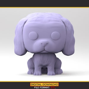 Dog 3D Model in a POP style for 3D Printing. Fluffy dog. STL File