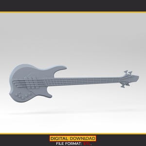 A Bass Guitar STL model for 3D printing. Action figures prop. Guitar 02. STL file