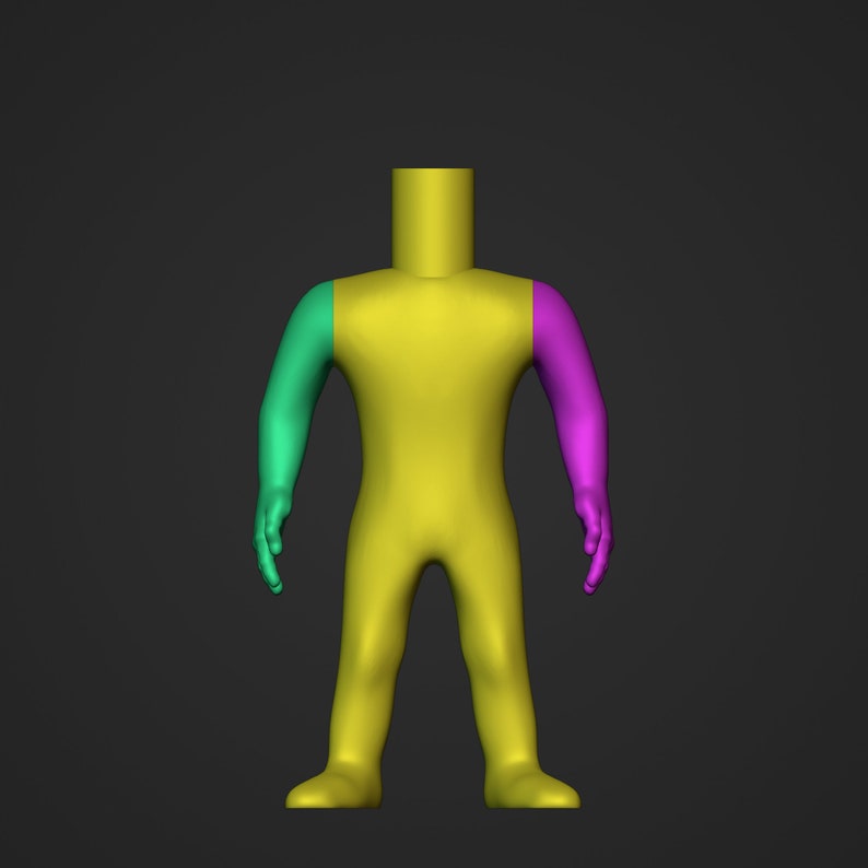 Basic Male Body 3D Model in a POP Style for 3D Printing. DIY Etsy