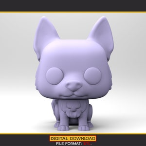 Dog 3D Model in a POP style for 3D Printing. Chibi German Shepherd 3D Model. Husky STL File