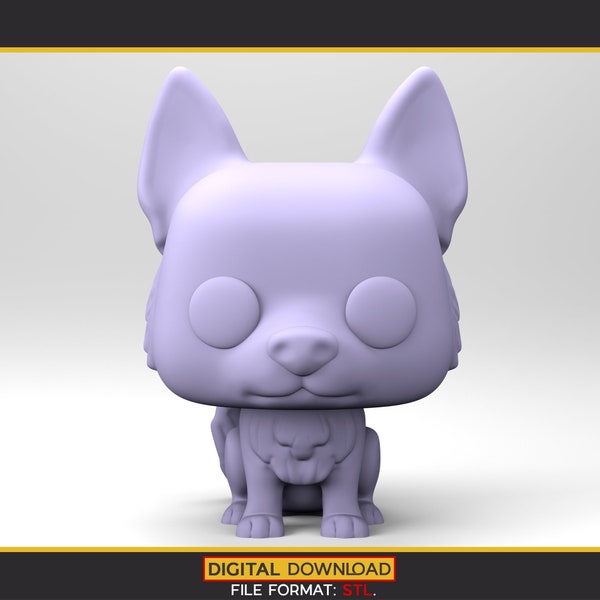 Hund 3D Modell im POP Stil für den 3D Druck. Chibi Deutscher Schäferhund 3D Modell. Husky STL Datei