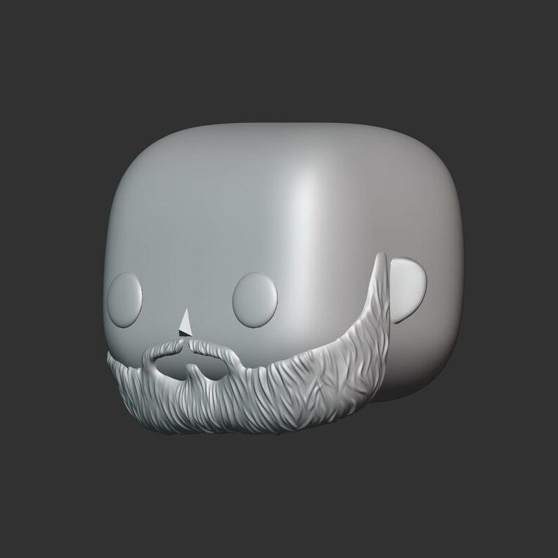 A male head 3D model in the POP style for 3D Printing. Bald and a big beard. STL file. MH_1-2 image 3