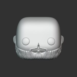 A male head 3D model in the POP style for 3D Printing. Bald and a big beard. STL file. MH_1-2 image 2