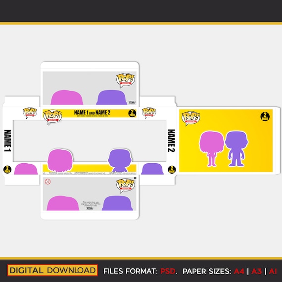 Digital 2pack POP Box Template. Photoshop Files for Creating a 2pack POP  Custom Box. 