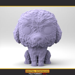 Dog 3D Model in a POP style for 3D Printing. Chibi Poodle 3D Model. STL File