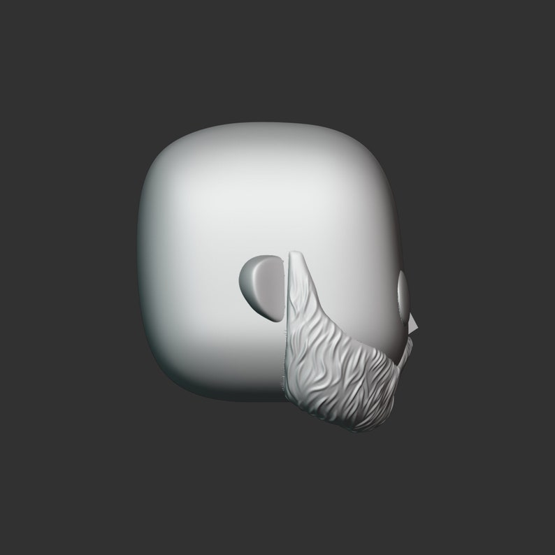 A male head 3D model in the POP style for 3D Printing. Bald and a big beard. STL file. MH_1-2 image 8