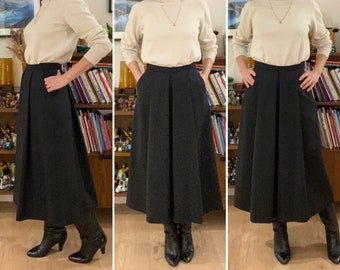 Long winter wool skirt vintage heather gray warm preppy chic elegant feminine Size 36 Fr