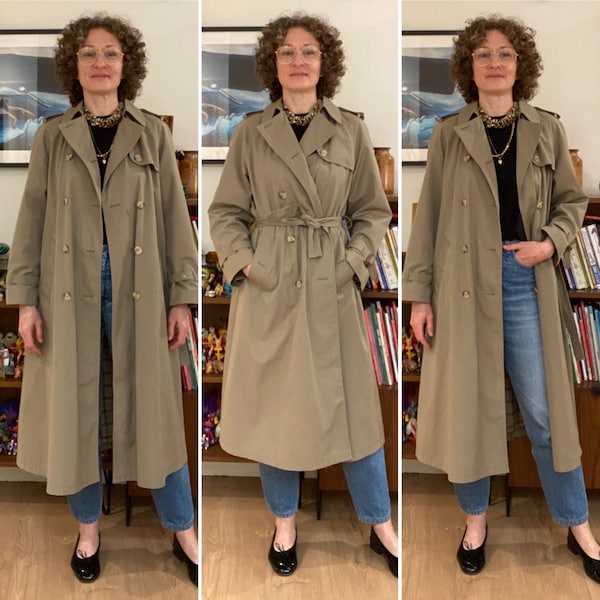 Trench vintage long ample doublé ceinturé bcbg casual chic classique intemporel marron Made in the UK Taille 36/38 Fr