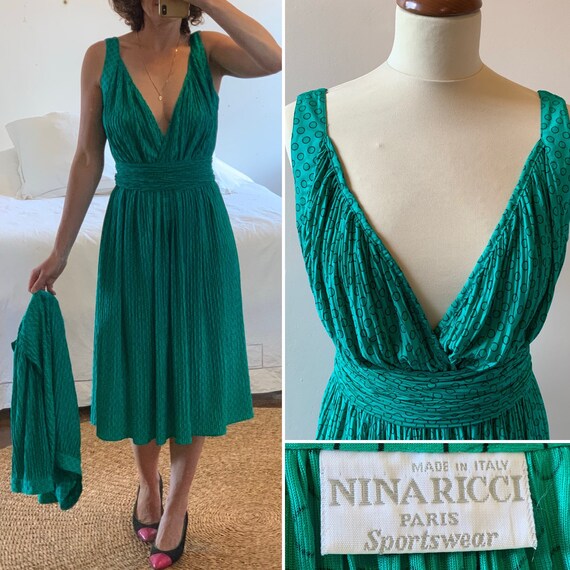 Vestido vintage Nina Ricci escote profundo cruzado largo - Etsy México Vestido vintage Nina Ricci escote profundo cruzado largo - Etsy México