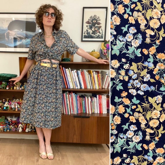 Floral midi skirt with pockets discount