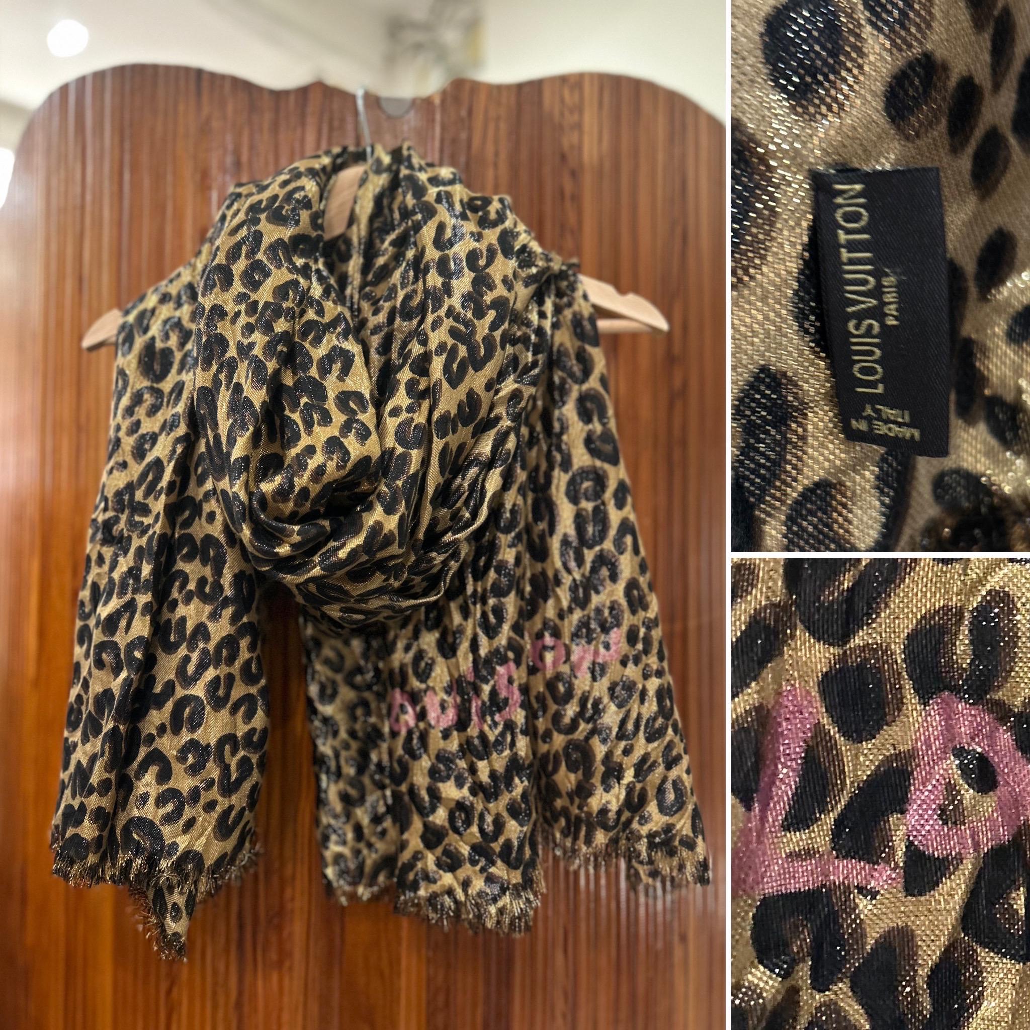 Louis Vuitton Leopard Scarf Graffiti Stephen Sprouse Cashmere Silk