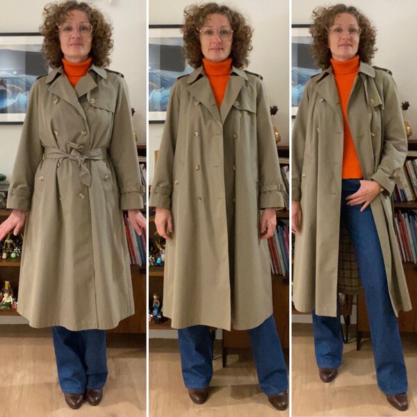 Trench vintage long ample doublé ceinturé bcbg casual chic classique intemporel marron Made in the UK Taille 36/38 Fr