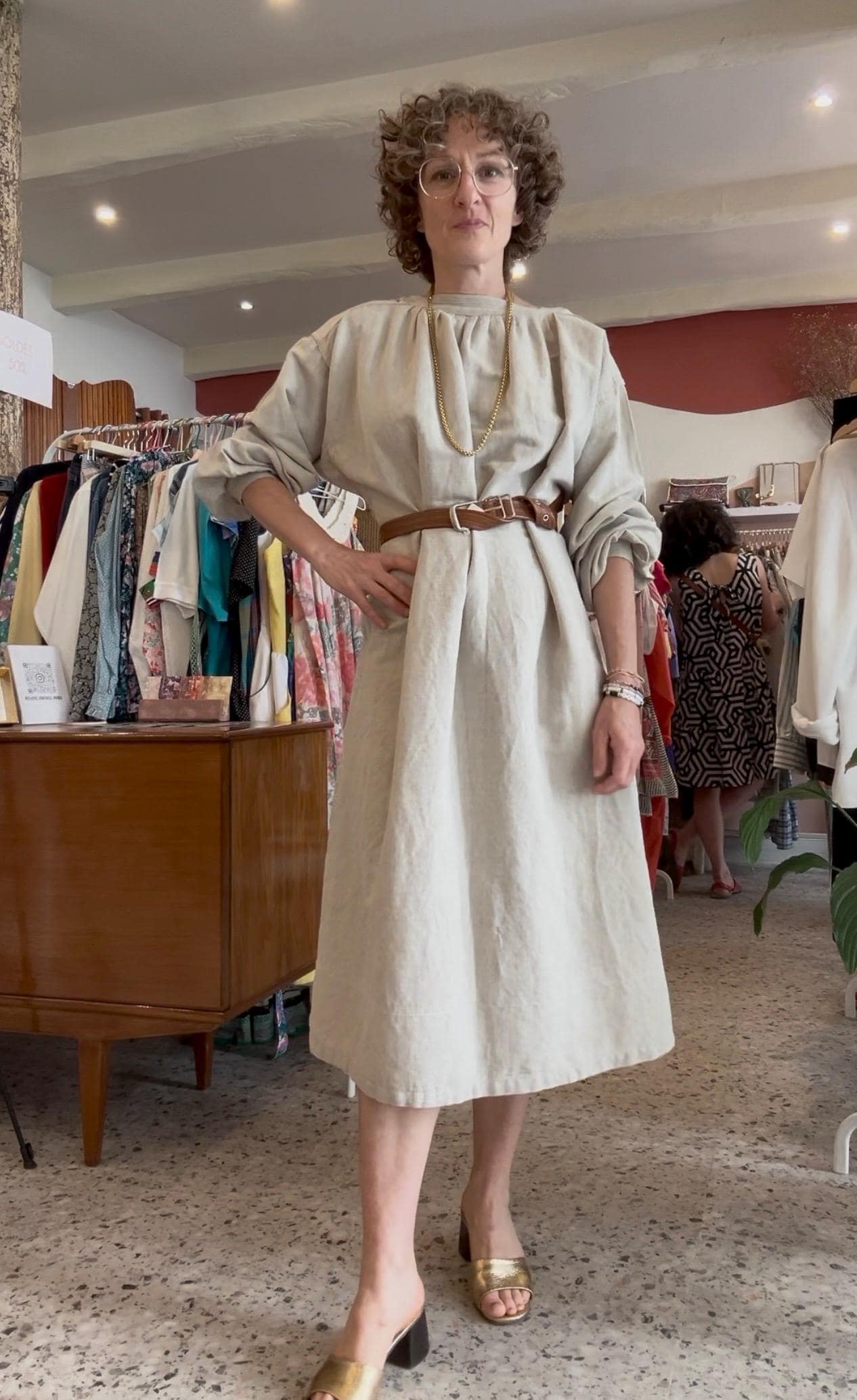 Rare Vintage Dress Paris Les Halles Villette Workwear Minimalist